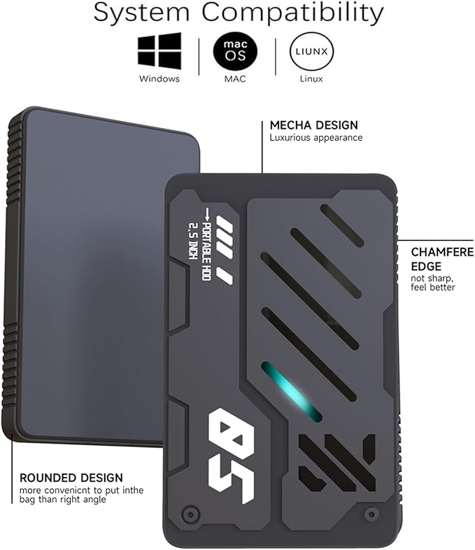 Ultra Slim Portable External Hard Drive USB 3.0 HDD Storage for PC Laptop Mac Xbox one PS4 PS5 (320GB)