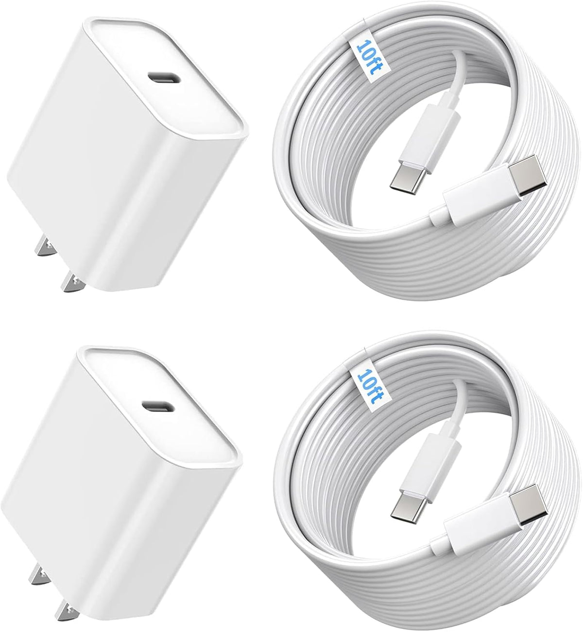 iPhone 16/15 Charger Fast Charging, 2Pack 10FT Long USB C to C Apple Fast Charging Cable Cord with 20W PD USB C Fast Charger Block for iPhone 16/15/15 Pro/15 Pro Max/15 Plus, iPad 12.9/11/10.9/Air 5/4