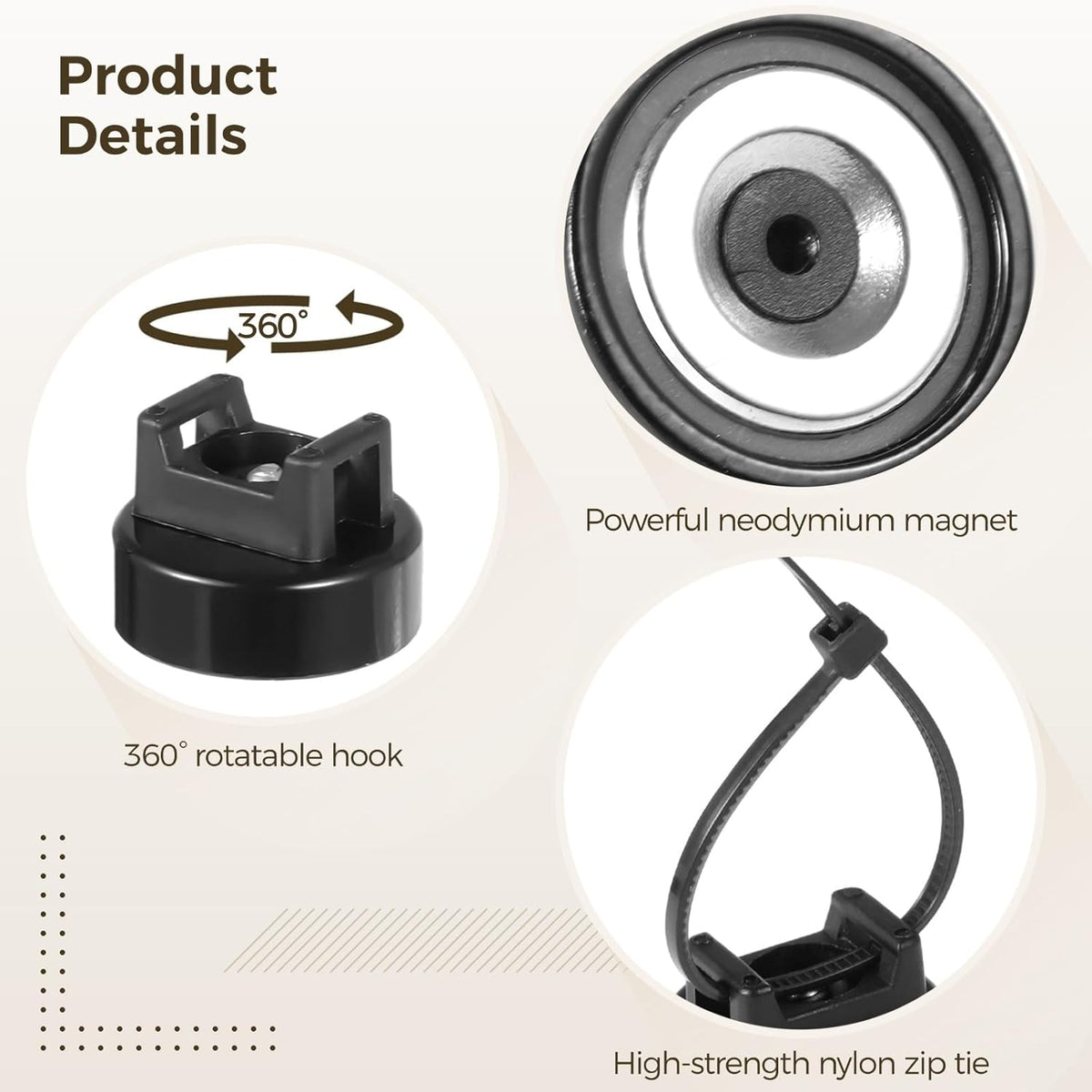 20mm, 15 Pack 50 Magnetic Zip Tie Mounts Cable Tie Mount Bases with Zip Ties, Heavy Duty Cable Clips for Wire