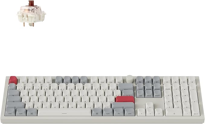 Keychron Q6 Max QMK/LAUNCHER Wireless Bluetooth/2.4 GHz/USB-C Wired Custom Mechanical Keyboard Full Size Programmable Knob RGB Backlit Hot-Swappable Gateron Brown Switch for Mac Windows Linux - White
