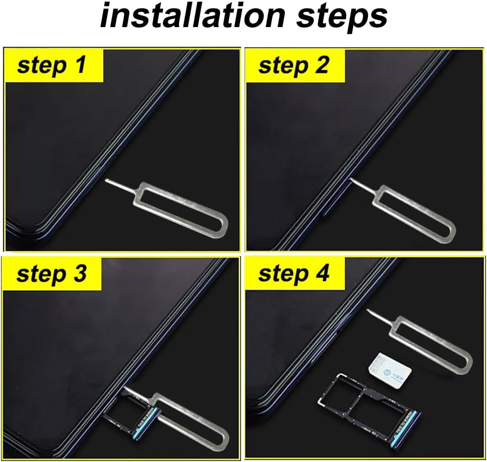4 Pcs SIM Card Removal Openning Tool Tray Eject Pins Needle Opener Ejector Compatible with All iPhone Apple iPad HTC Samsung Galaxy Cell Phone Smartphone Watchchain Link Remover (Style D)