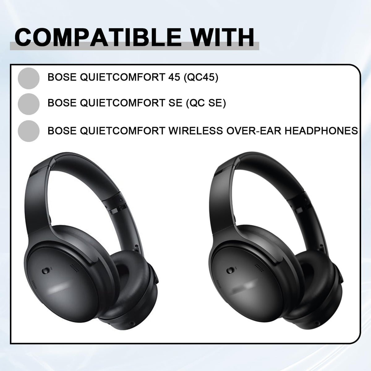 Replacement Ear Pads for Bose QuietComfort 45 (QC45)/QuietComfort SE (QC SE)/Quiet Comfort Headphones, Ear Cushions, Headset Earpads, Ear Cups Cover with Soft Protein Leather (White)