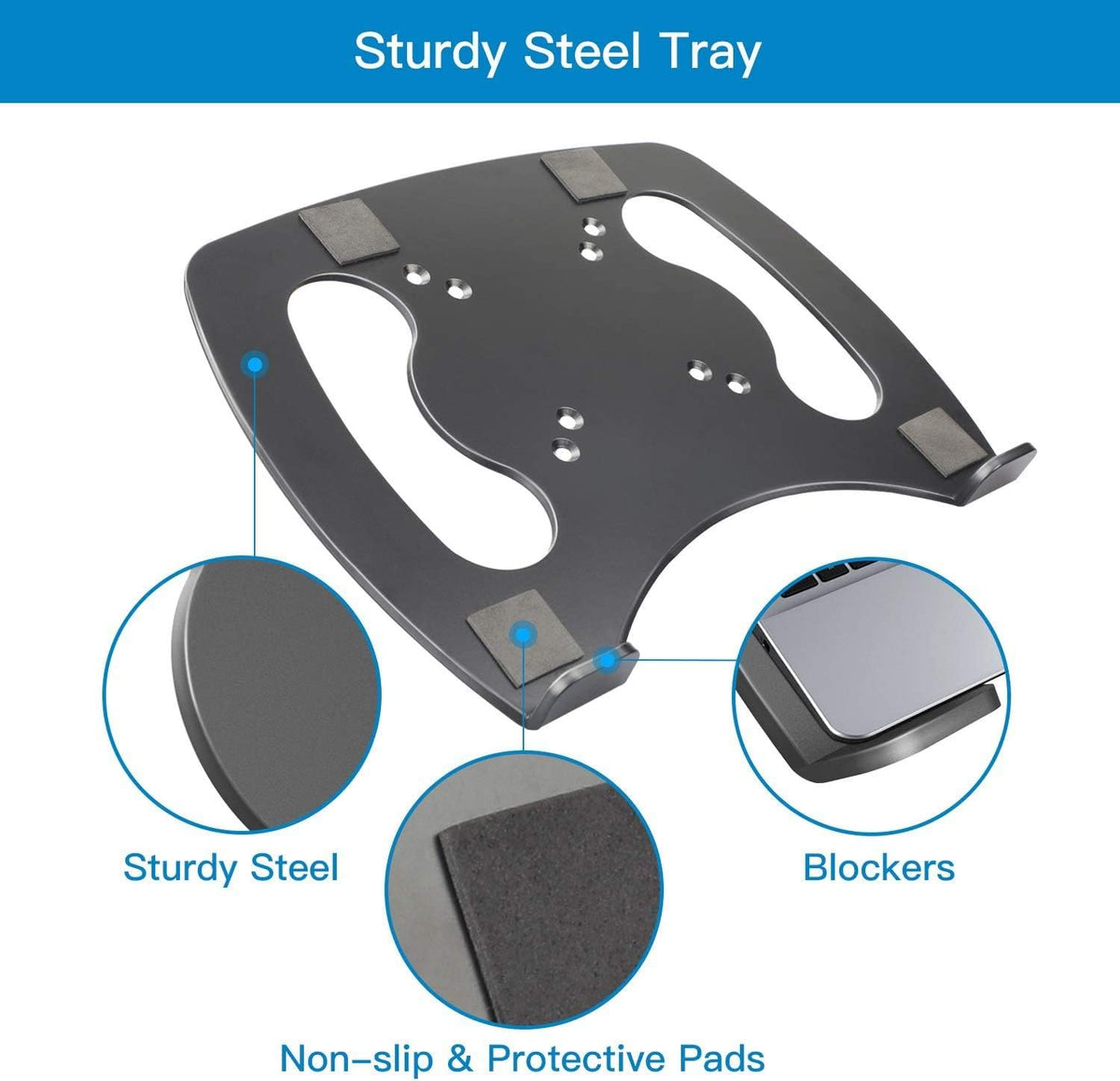 HUANUO 100x100 mm M4 22lbs Laptop Tray Steel Notebook Holder for Monitor VESA Mount Stand Fits VESA Mounting Holes