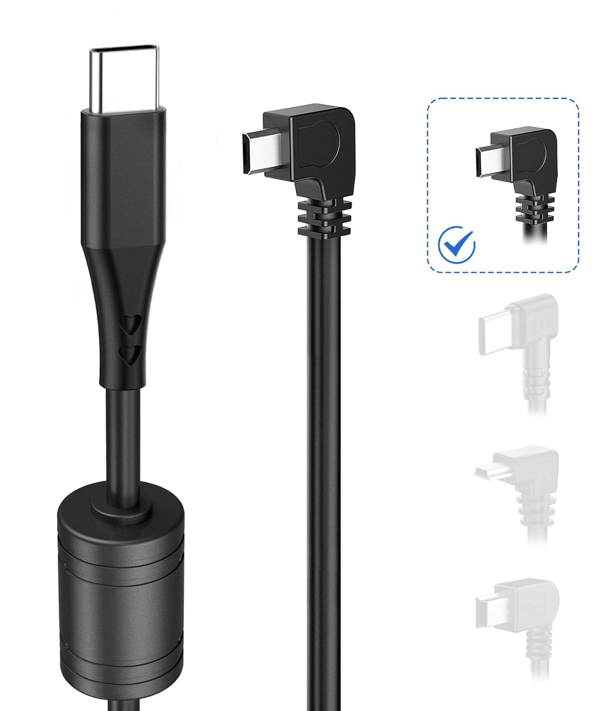Gonifeto Cord,(15Ft) Ring,90 Dash Cam Power USB C to Micro USB Dashcam Charger Cable,Pure Copper Thicker Mirror Camera