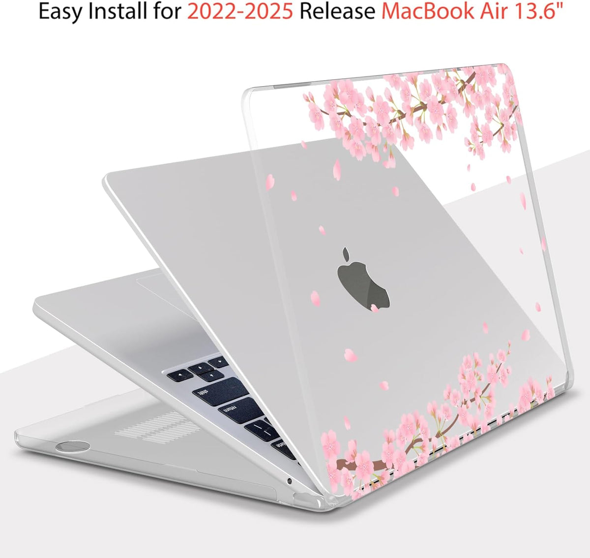 Teryeefi Compatible for MacBook Air 13.6 inch Case A3240 A3113 A2681 (2025 2024-2022 Release), Protective Plastic Hard Shell Cover for MacBook Air M2 M3 M4 13 inch, Pink Aakura A005