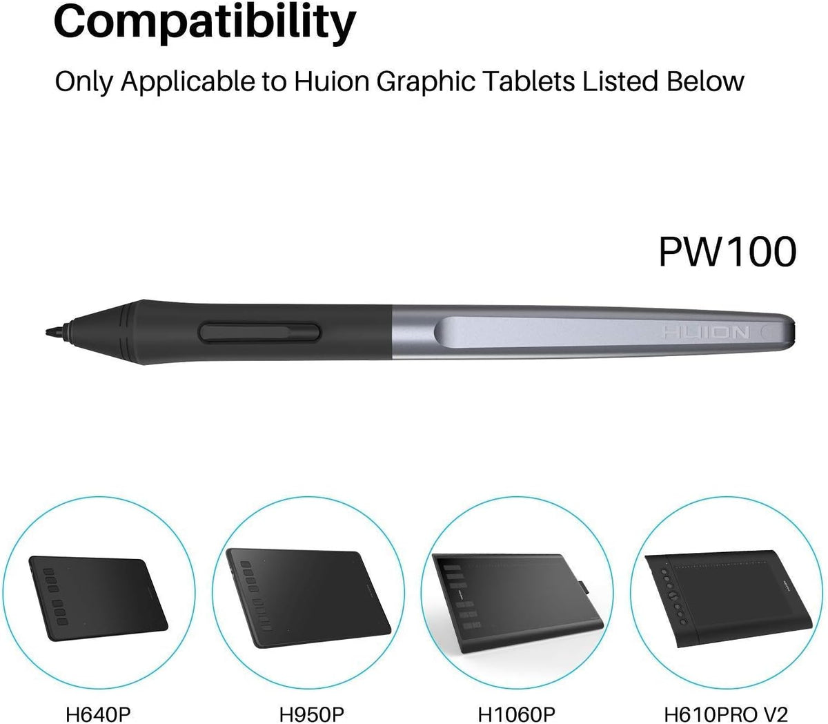HUION PW100 H640P H950P H1060P H610Pro V2 HS610 HS64 H420X H580X H610X Battery-Free Stylus for Inspiroy Graphics Tablet