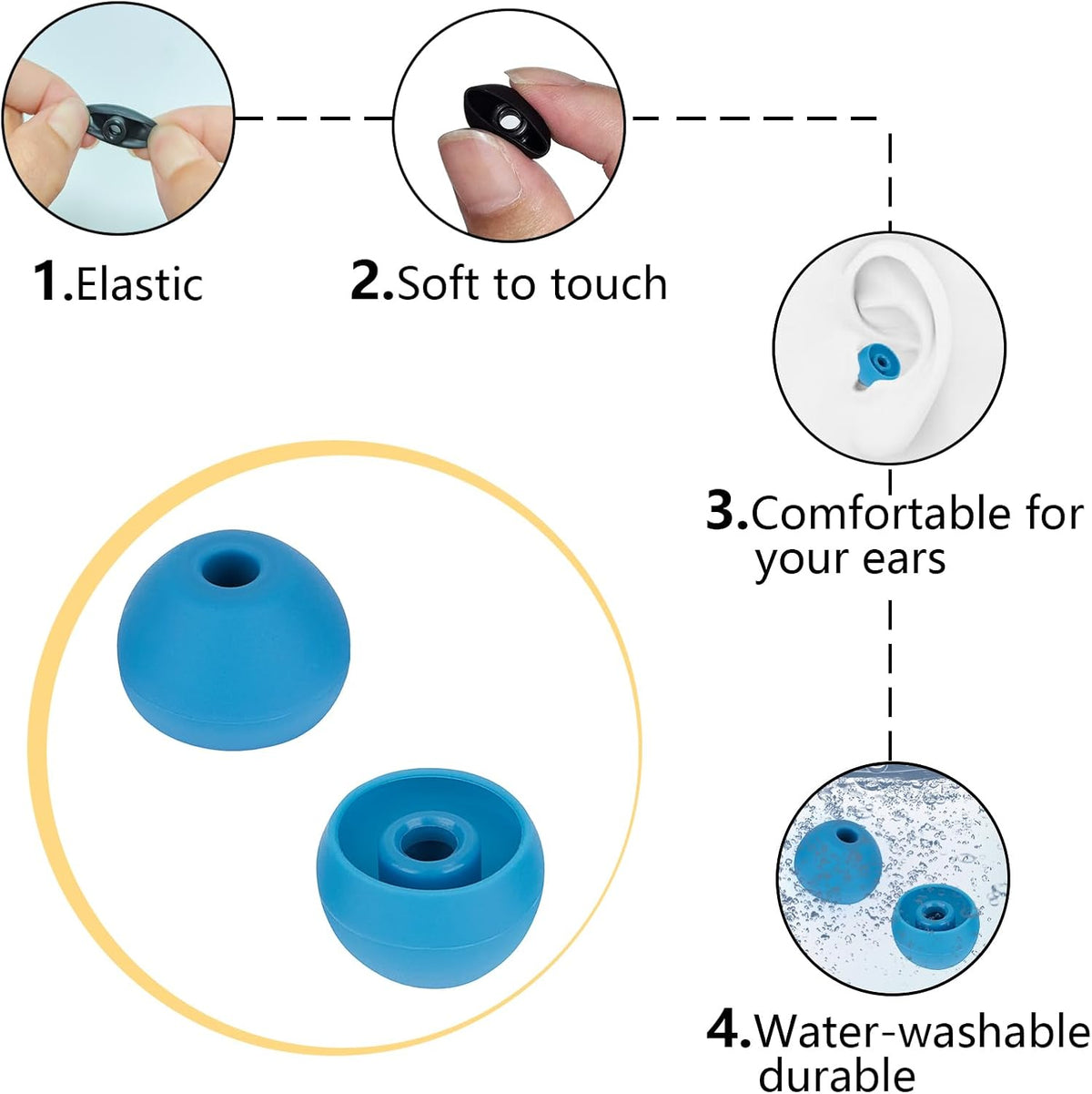Ear Bud Covers Silicone Replacement Earbud Tips Compatible with Powerbeats Pro Beats Wireless Earphone Headphone Ear Tips 4 Pairs