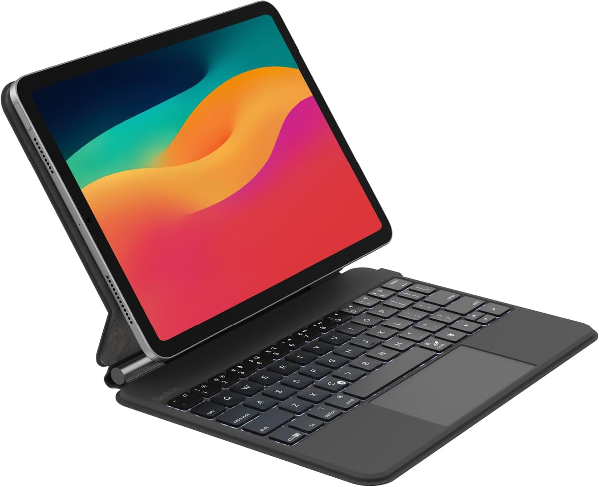 Belkin Pro Keyboard Case w/Magnetic Stand, Backlit Bluetooth Keyboard, Multi-Gesture Controls, Magnetic Apple Pencil Storage Compatibility, & Multimedia Keys for iPad Pro 11" (M4) - Black