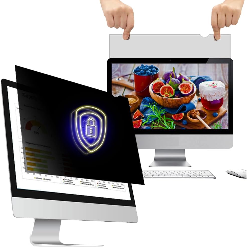 27 Inch - 16:9 Aspect Ratio - Computer Privacy Screen Filter for Widescreen Monitor - Anti-Glare - Anti-Scratch Protector Film - Protects Your Eyes from Harmful Glare and Blue Light