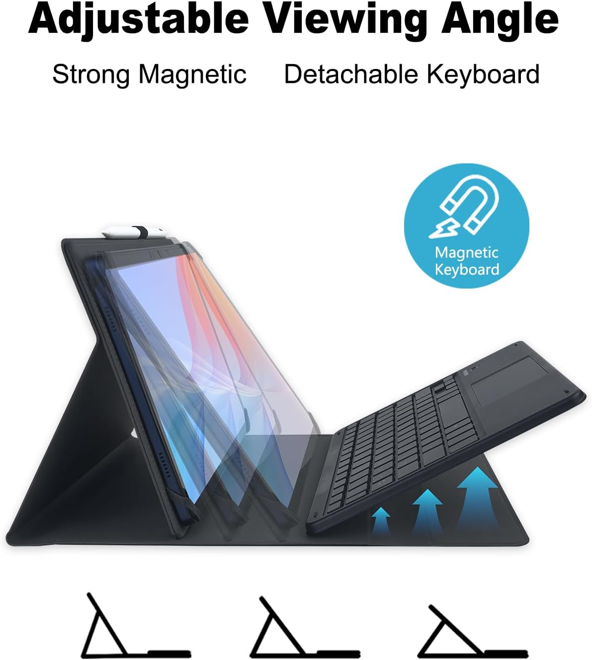Universal Touchpad Keyboard Case for 9.7,10.1,10.2",10.5",10.9",11" Tablet, Rainbow Backlight TrackPad Keyboard with Type-C Charging Port fit 9.7-11 inch Android/iOS/Windows (Black)