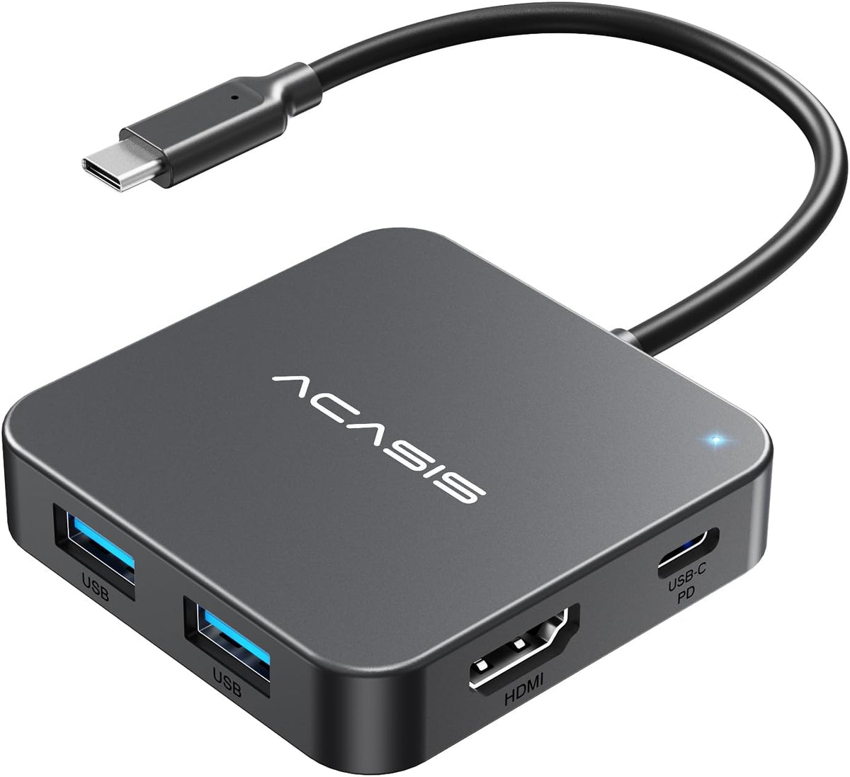 USB C Hub 10Gbps, Multiport Adapter with 4K 60Hz HDMI, 100W Power Delivery, 3 USB A3.1+1 USB-C 3.1 Data Port, USB C to HDMI Adapter for MacBook, Dell, Lenovo, Surface, iPad PRO, XPS(Grey)