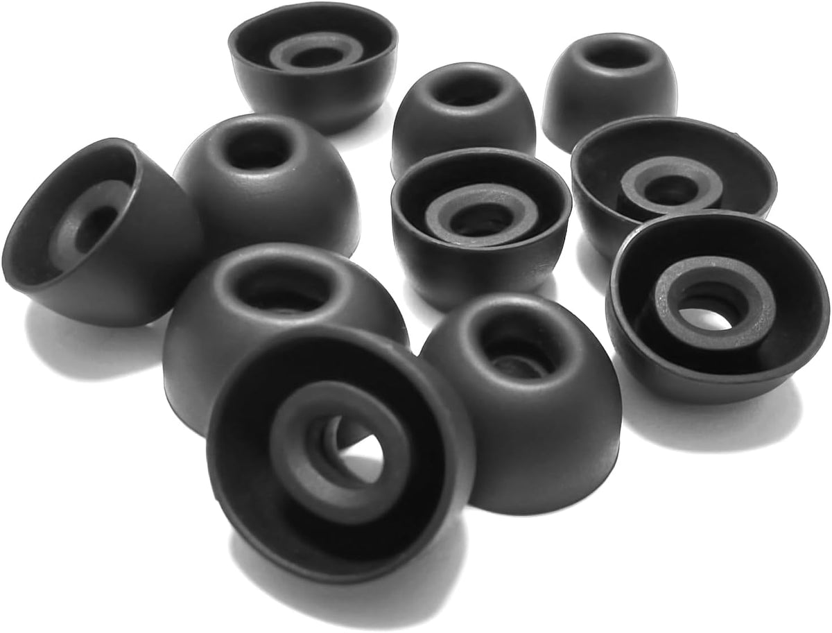 Replacement Earbuds Tips Silicone Universal for 4.0mm-6.0mm Nozzle in-Ear Rubber Ear Tips Fit True Wireless Earbuds 6 Pairs LMS Black