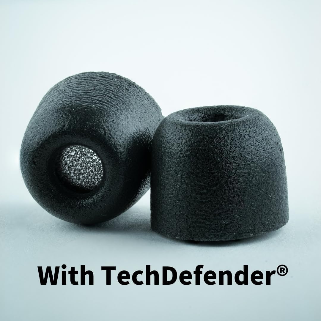 Comply 600 Core Series | Memory Foam Replacement IEM Ear Tips for Truthear, Sennheiser, Moondrop & More | Superior Noise Isolation, Ultimate Comfort, Secure Fit | TechDefender, Black, Medium(3 Pairs)