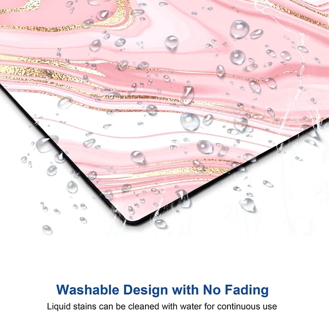 Hokafenle Mouse Pad Marble, Pink Gold Marble Mouse Pad for Women, Square Cute Mouse Mat Waterproof Mousepad Non-Slip Rubber Base Mouse Pads for Wireless Mouse Office Laptop