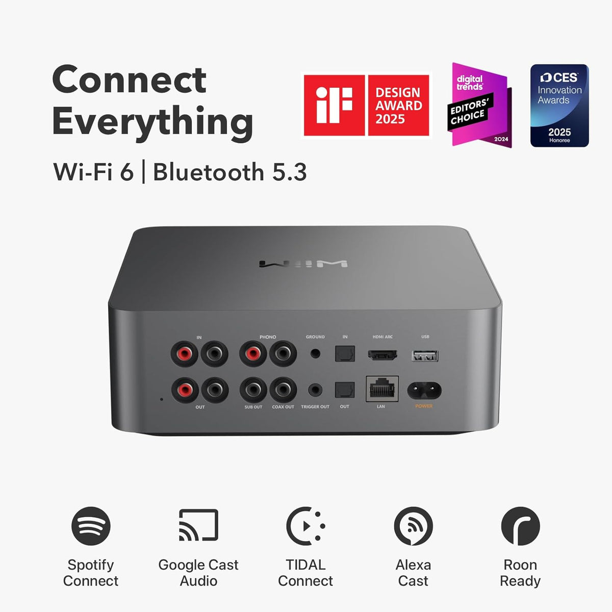 WiiM Ultra Music Streamer & Digital Preamp | 3.5" Touchscreen, Compatible with Google Cast & Alexa, Stream Spotify, Amazon Music, Tidal & More | HDMI ARC, Phono Input & Headphone Output | Space Gray