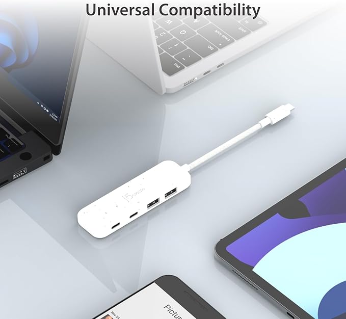 j5create 4-in-1 USB-C to 4-Port Type-A &amp Type-C Hub(Eco-Friendly) 10 Gbps USB-A x 2 &amp 10 Gbps USB-C x 2 Compatible with MacBook Pro MacBook Air iPad Mac mini Cyan/Blue (JCH342EC)