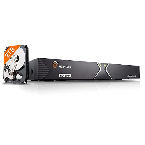 TIGERSECU Super HD 1080P 16 Channel DVR Security Recorder with 2TB Hard Drive, Hybrid 6-in-1 CCTV DVR Recorder Compatible with 2MP and 5MP TVI, AHD