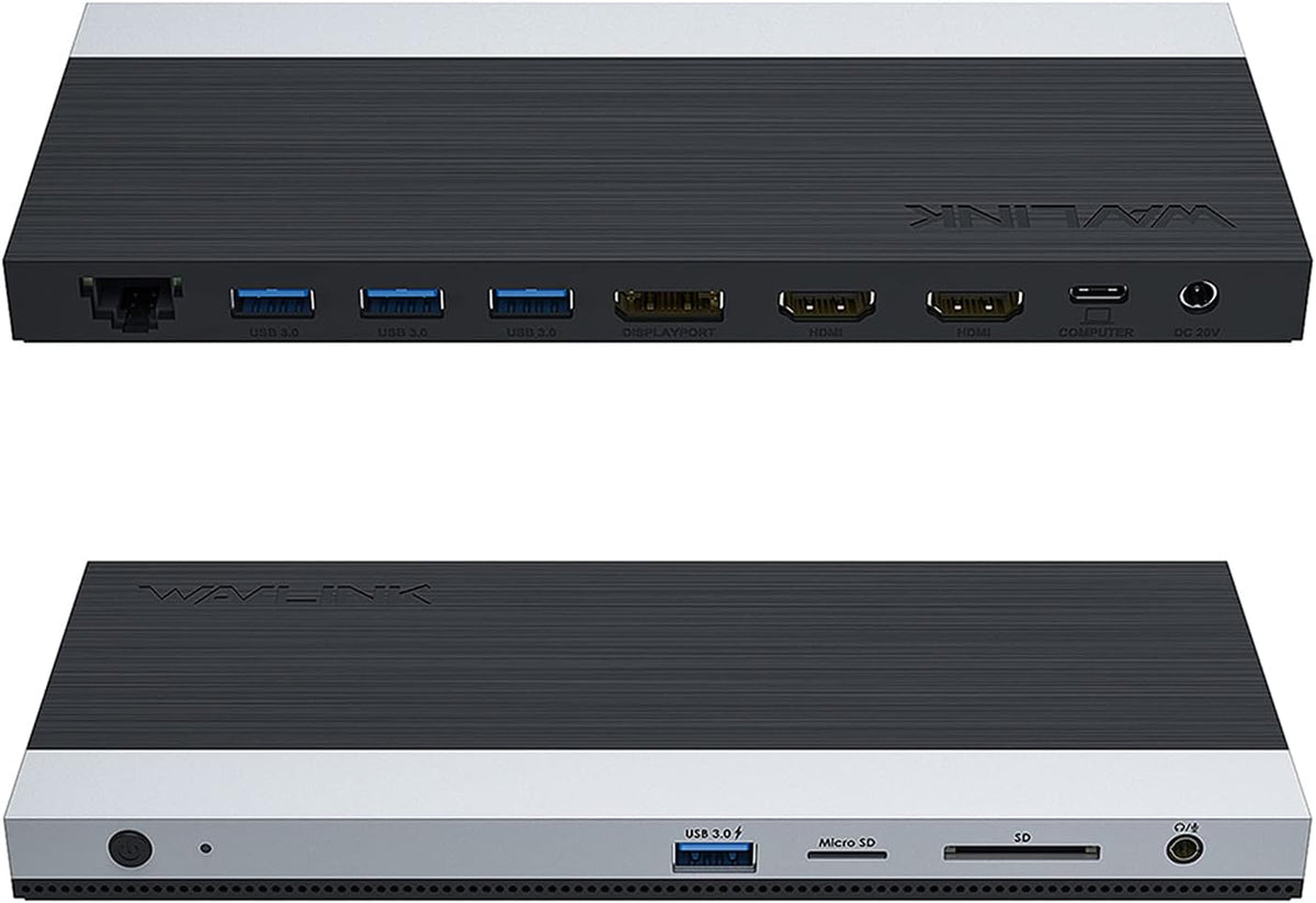 WAVLINK USB C Docking Station 3 Monitor with 100W PD, USB-C Laptop Dock Triple Display for Dell Hp Lenovo Windows, Type C Adapter Hub - Dual HDMI, DisplayPort, Ethernet, 4 USB3.0, SD/TF Slot, Audio