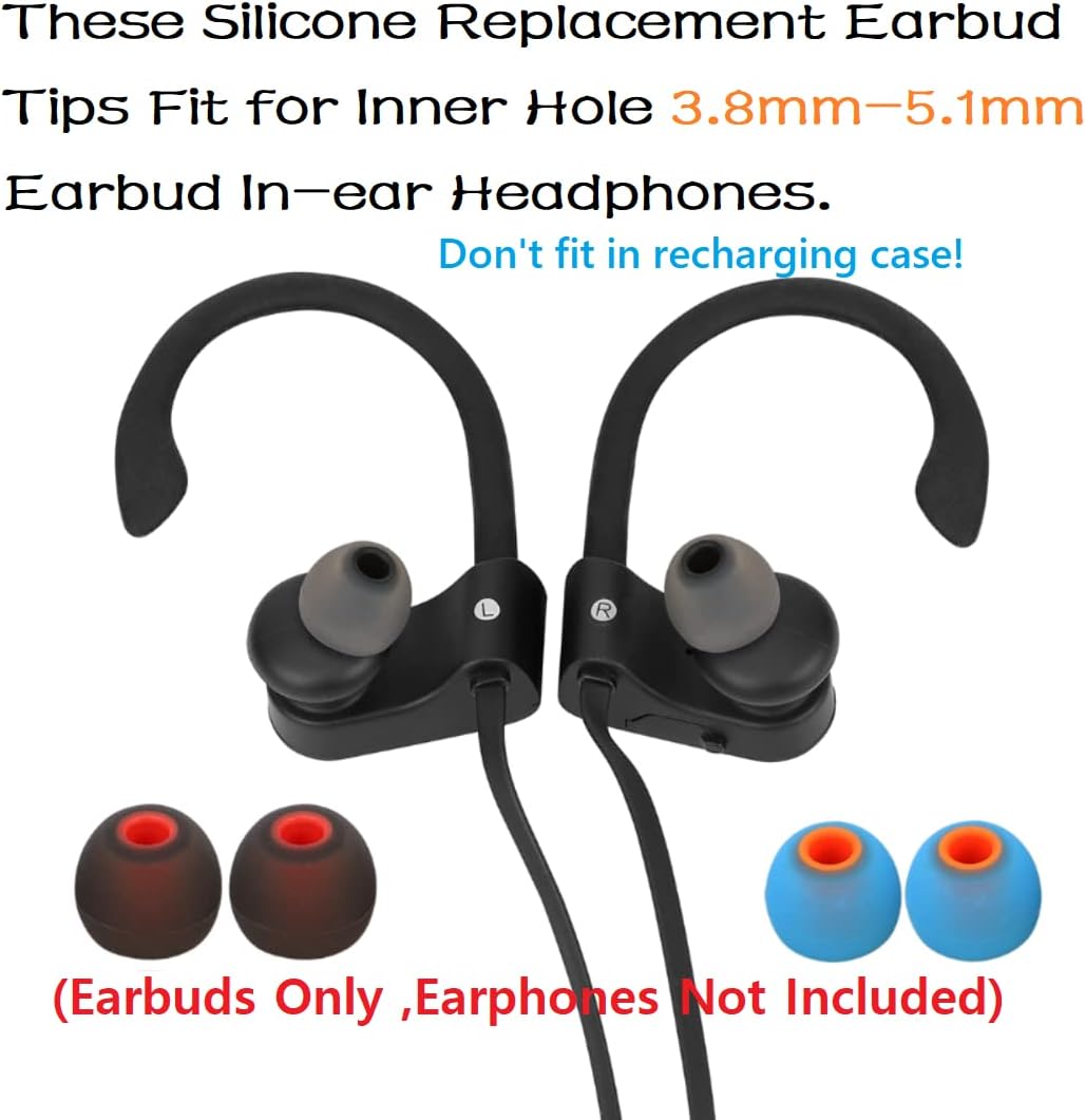 Earbuds Replacement Tips Silicone Earbud Tips Ear Bud Replacement Pieces Ear Gels Fit for Inner Hole from 3.8mm - 5.1mm Earphones 9 Pairs S/M/L