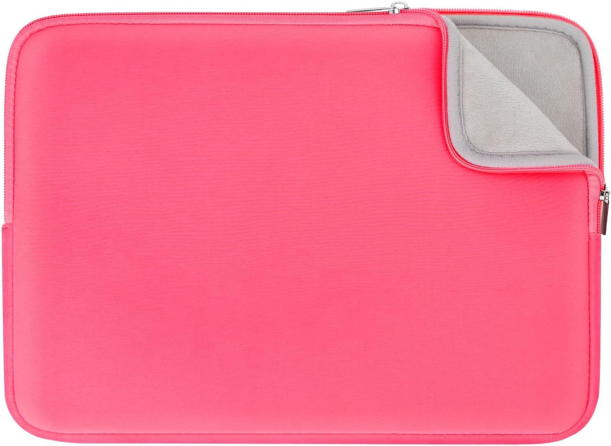 RAINYEAR Laptop Sleeve Case Compatible with 13.3 Inch Notebook Computer Tablet Chromebook 14" MacBook Pro M1 M2 M3 M4 Pro/Max Soft Cover Protective Case Carrying Bag (Bright Pink, Upgraded Version)