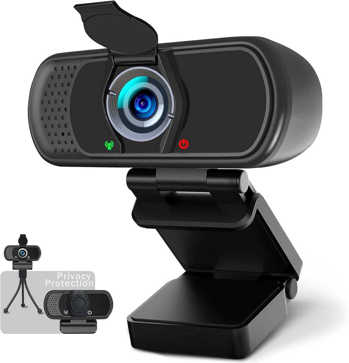 Hrayzan 1080p 110-Degree Webcam with Microphone, USB PC Camera Wide Angle Webcam with Tripod/Privacy Cover,Plug