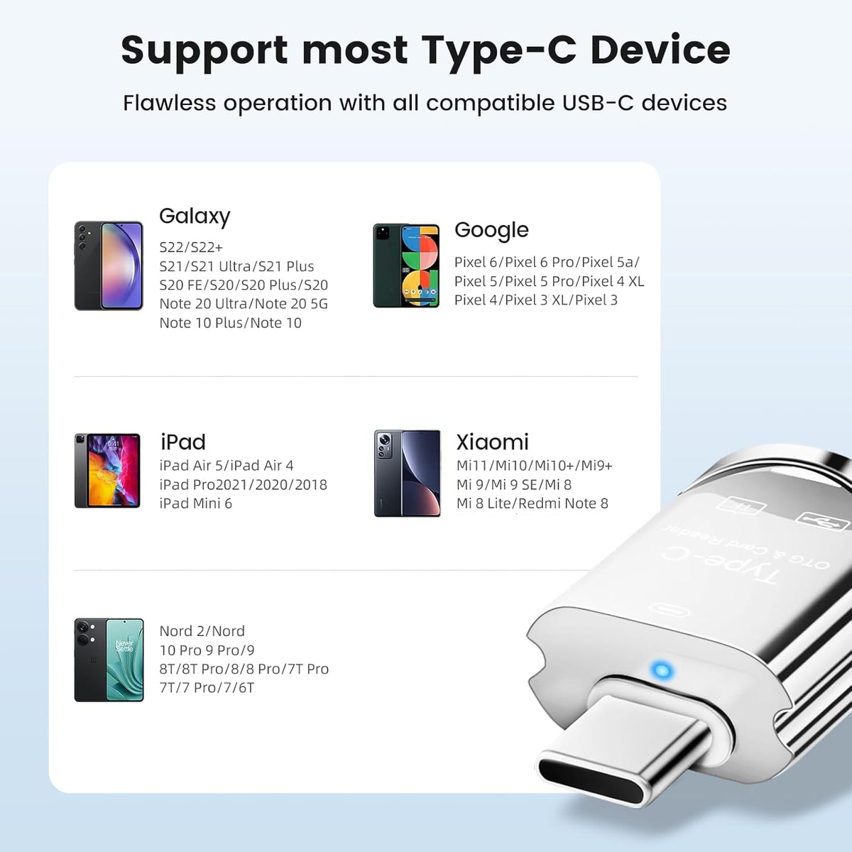 BORLTER CLAMP USB C Micro SD Card Reader,Type C SD Card Reader for iPhone 15,2 in 1 Square Card Reader Adapter with USB Adapter Travel Essentials Camera Viewer,MacBook, Laptops, Tablets, Smartphones.