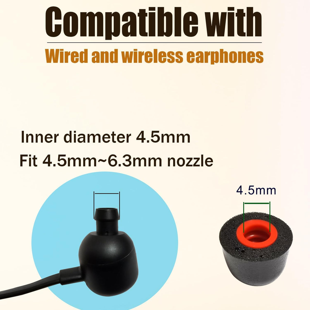 Memory Foam Tips Replacement Earbuds Tips Noise Reduction Anti-Slip fit 4.5mm-6.3mm Nozzle in-Ear Earphones with Storage Box