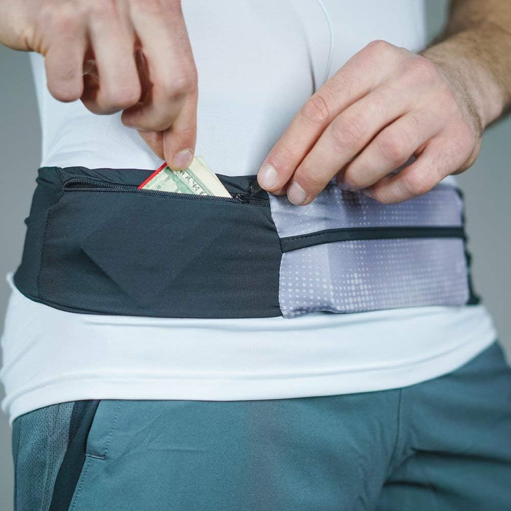 3 Pocket Adjustable Running Belt Waist Pack, Fanny Pack For Working Out With Sweat Resistant Backing, Holds All iPhone Models