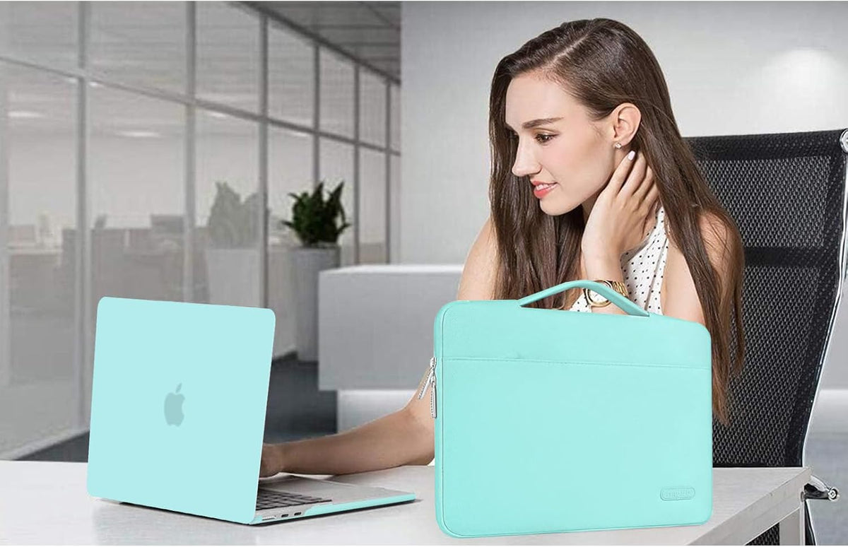 MOSISO Compatible with MacBook Air 13 inch Case 2025 2024 2023 2022 M4 A3240 M3 A3113 M2 A2681, Hard Shell&Sleeve Bag&Keyboard Skin&Webcam Cover&Screen Film for MacBook Air 13.6 inch, Turquoise