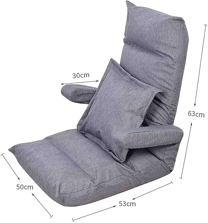 Floor Cushion Folding Bed Chair with Armrest Portable Floor Lounger with Adjustable Back Rest (Color : Pink)