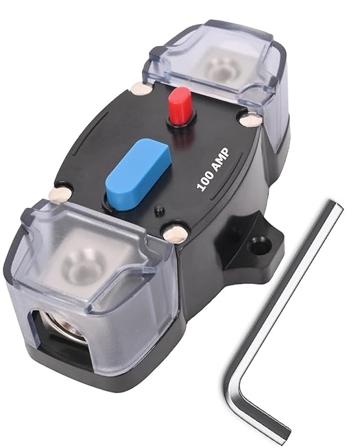 BULVACK 100 Amp Circuit Breaker 12-48 Volt DC 100A Self Recovery Resettable High Amp Circuit Breaker with Manual Reset Button for Automotive RV Marine Boat Car Audio and Amps Protection