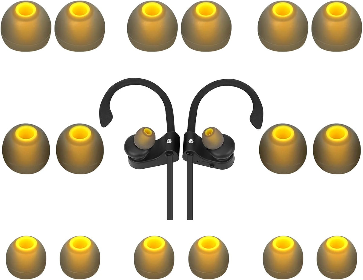 Replacement Earbud Tips Soft Anti Slip Washable and Reusable Silicone Fit Most In-Ear Earbuds (Inner Hole 3.8mm-5.1mm) 18pcs S M L