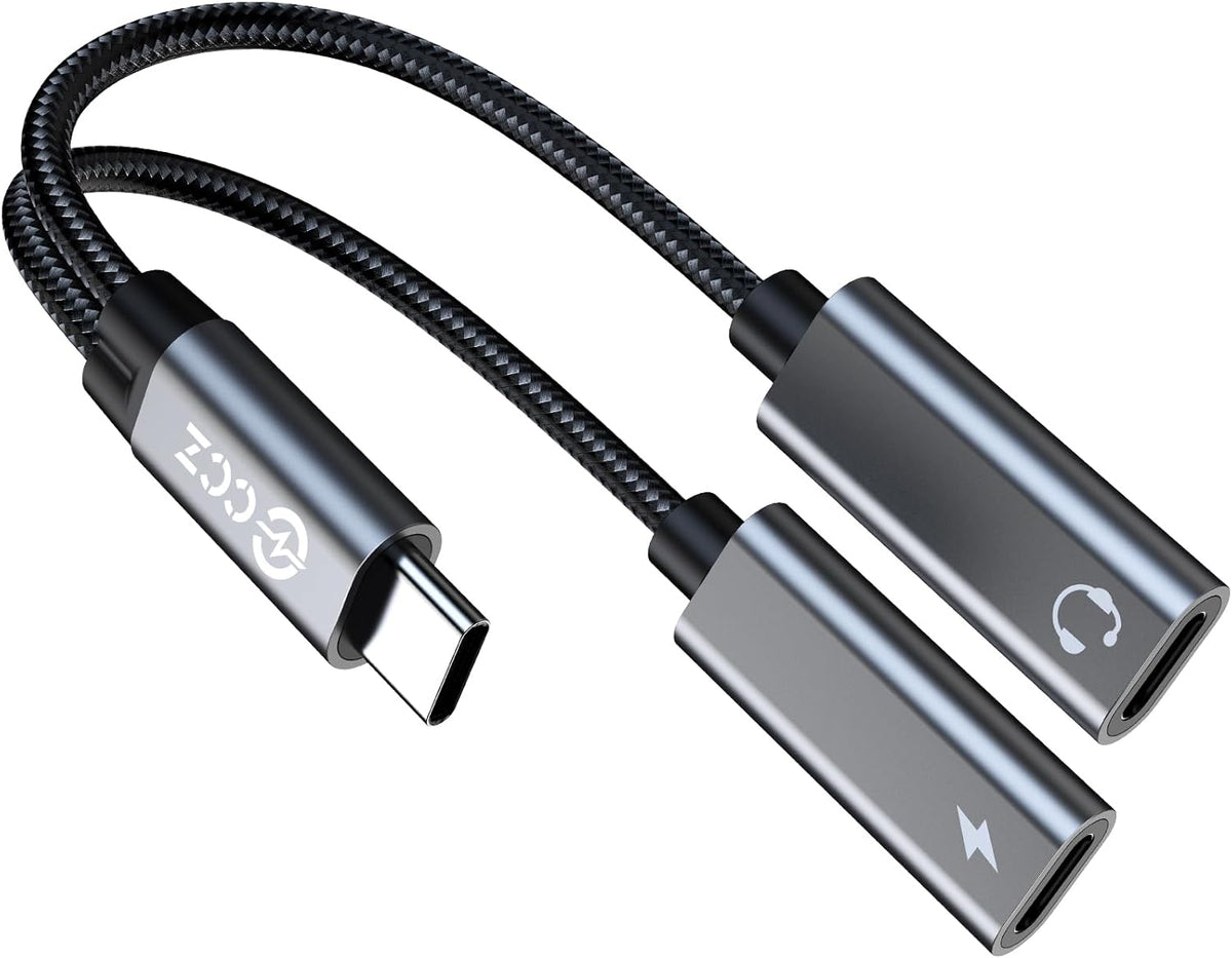 USB C Splitter,1 in 2 Out Dual USB C Type Headphone and Charger Audio Adapter, Type C Headphone Adapter and 60W PD Fast Charging Dongle Cable Compatible with Phone 16/15 Pro Max,USB-USB, 1Pack)