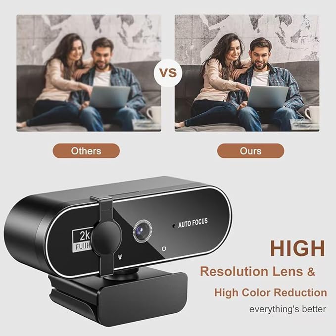 High-Definition 1080P/2K/4K USB Camera for Online Teaching Live Streaming &amp Video Calls - Plug-and-Play