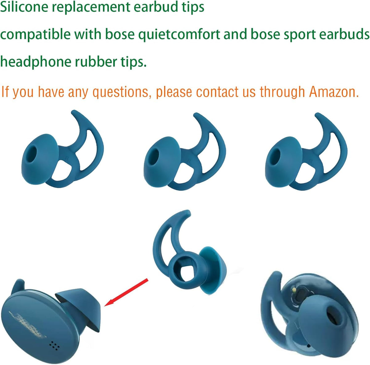 Earbud Covers Silicone Tips Replacement Earbud Tips Compatible with Bose Quietcomfort and Sport Headphone Eartips Ear Bud Tips Large 3 Pairs