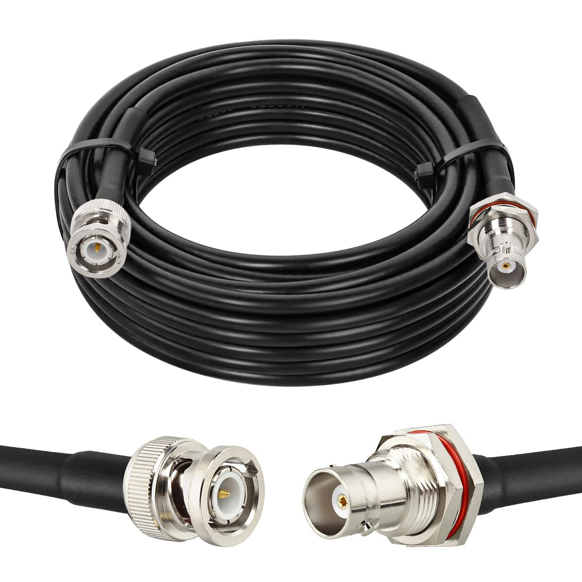 20FT RG58 50 MOOKEERF BNC Cable - ohm Male to Female Coax Bulkhead Low Loss Antenna Extension for CB Radio, VHF Ham