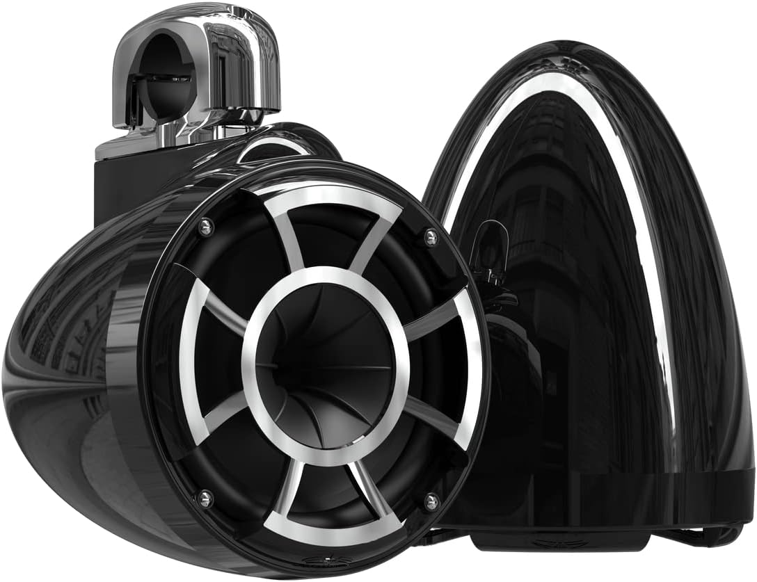 wet sounds Rev 8 Black V2 Revolution Series 8" Black Tower Speakers w/Fixed Clamp