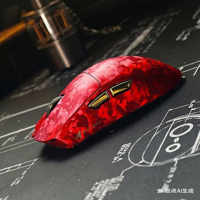 ATTACK SHARK X11 Ultra 8K Carbon Fiber Wireless Gaming Mouse with 42000 DPI-PAW3950 MAX Sensor-59g LightweightNordic 54L15 MCU ChipWired/BT/2.4Ghz100 Million ClicksProgrammable for PC Mac FPS(Red)