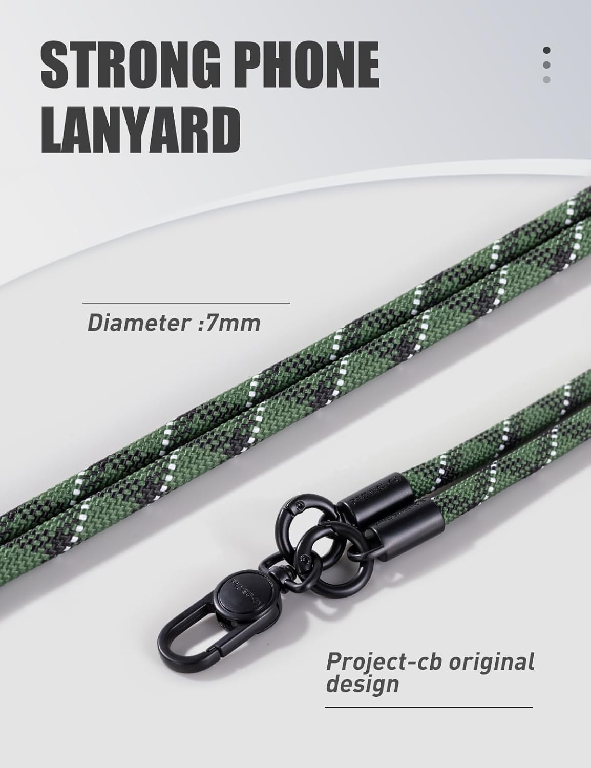 project-cb Phone Lanyard×1,Phone Tether Tab×2, Crossbody Cell Phone Lanyard,Rope Lanyard,Universal Adjustable Phone Strap(Green)