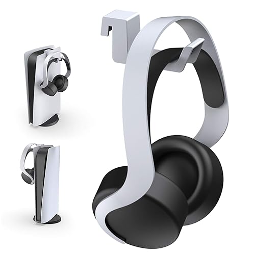 NexiGo PS5 Headphone Holder, [Minimalist Design] Mini Headphone Hanger with Supporting Bar, for Sony PlayStation 5 Gaming Headset, White