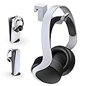 NexiGo PS5 Headphone Holder, [Minimalist Design] Mini Headphone Hanger with Supporting Bar, for Sony PlayStation 5 Gaming Headset, White