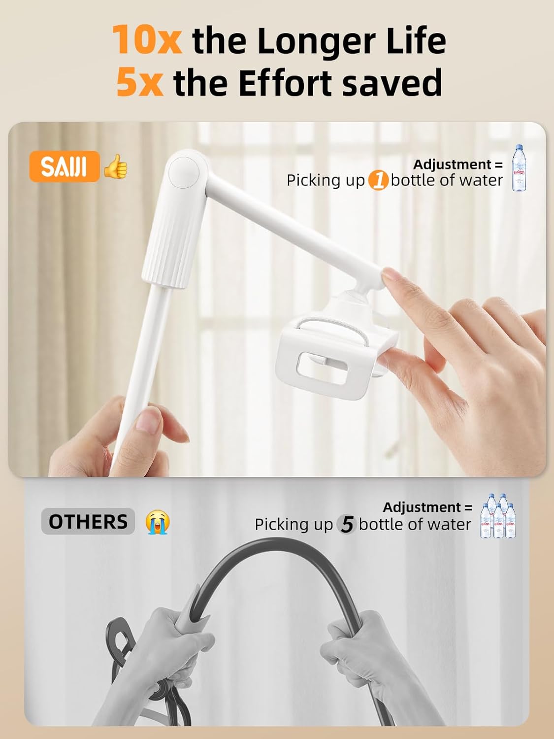 SAIJI Gooseneck Tablet Holder for Bed, One-Hand Adjustable, 47" Length, Upgraded Base, iPad Holder Stand Flexible Lazy Arm, Compatible with iPad/iPhone/Kindle/Switch or Other 4.7-13" Device (White)