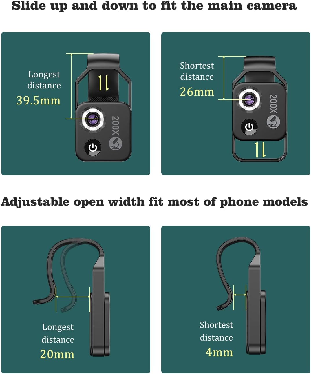 Phone Microscope with CPL Lens/LED Light, Nano Zoom 200X Pocket Microscope Camera Attachment with Universal Clip for Most iPhone/Andriod Phone - The Best Gift to Enjoy Microworld for Kids and Adults