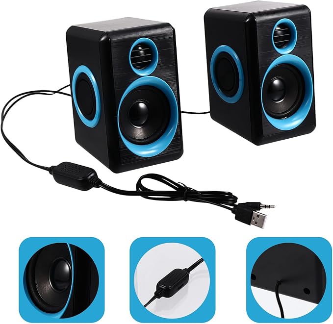 Zerodeko Mini USB 2.0 Laptop Speaker for Desktop Computer Compact Mini Speaker with Loud Diaphragm for Home Office Use Compatible with PC and Notebook
