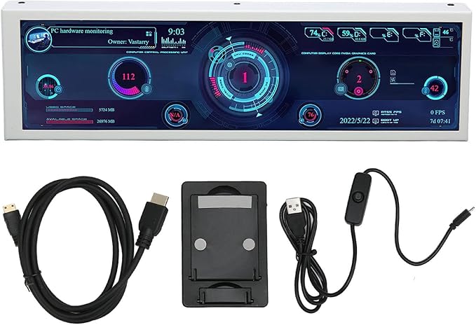Zopsc 8.8 Inch Computer Temp Monitor 8.8 Inch USB Mini Screen PC Sensor Panel Display PC CPU Data Monitor Temperature Display for RasPi for Linux for