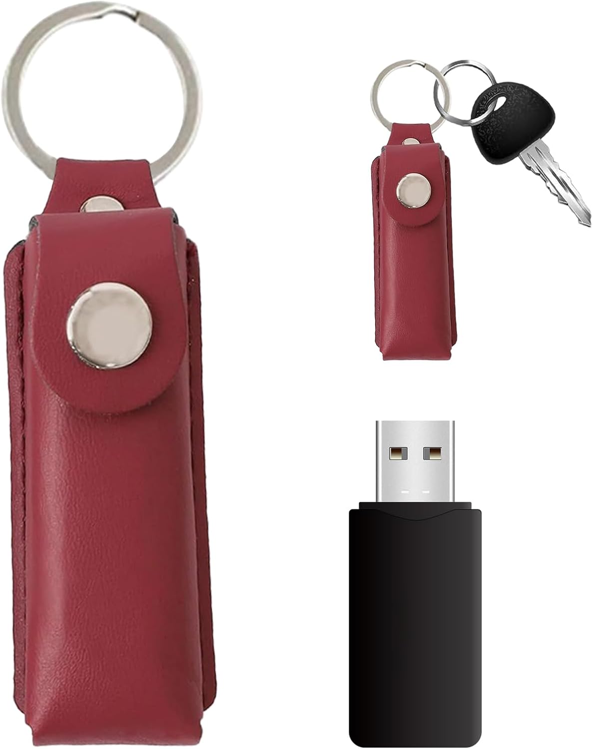 Generic Flash Drive Holder - Portable Storage Bag, USB Flash Drive Leather Case with Protector Cap for IT Professionals