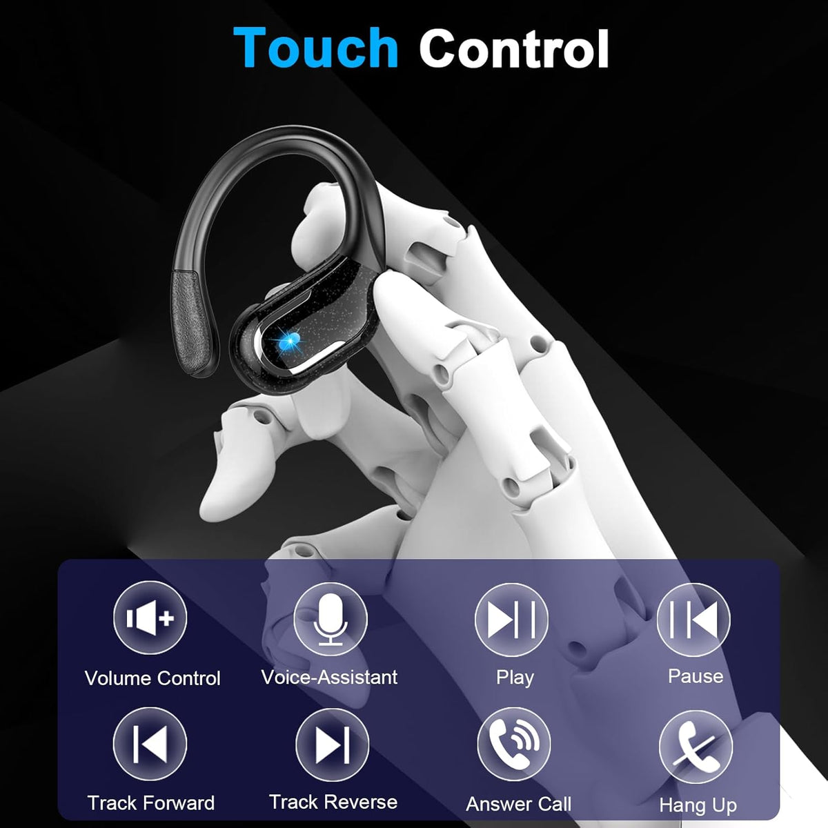 Wireless Earbud, 75Hrs Bluetooth 5.4 Headphones IP7 Waterproof for Sport, Running Wireless Earphones with ENC Noise Cancelling Mics, Deep Bass Over Ear bud with Earhooks for Android, iOS, Workout, Gym