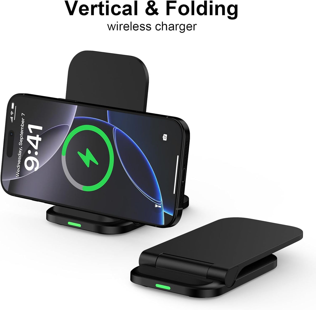 Wireless Charger Stand Samsung Wireless Charger Fast Charging Foldable Phone Android Charging Station for Samsung Galaxy S25 Ultra S24 S23 S22 S21 S20,iPhone 16e 16 Pro Max 15 14 with Adapter