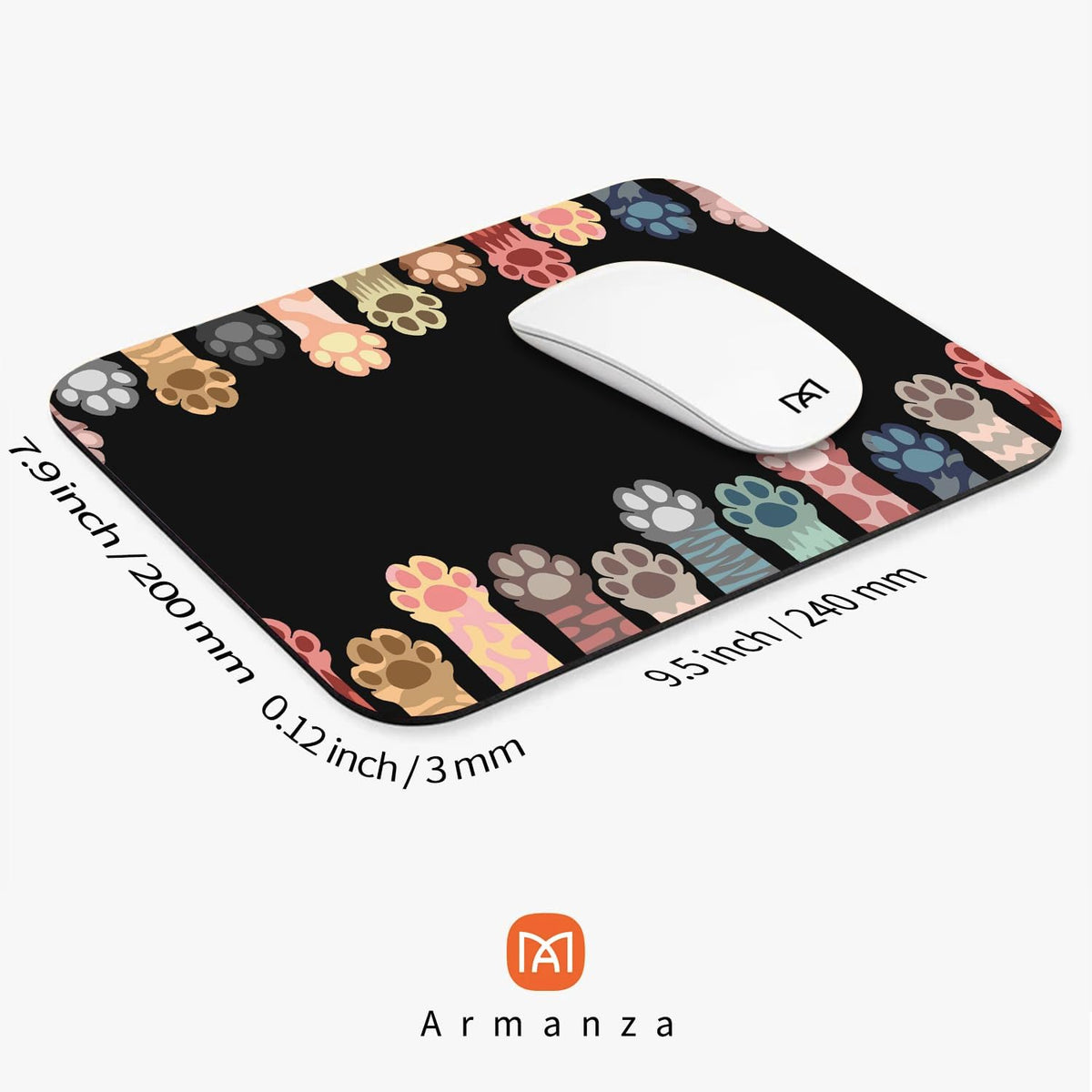 Square Mouse Pad Cute Cat Claw,Personalized Premium-Textured Custom Mouse Mat Design,Washable Mousepad Cloth,Non-Slip Rubber Base Computer Mouse Pads for Wireless Mouse