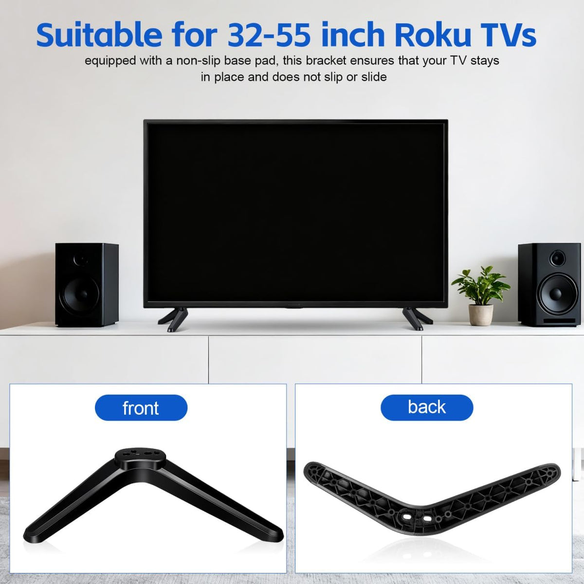 DIYEAH 32-55 Inch 2 Universal TV Stand Legs for LCD LED Televisions, Tabletop TV Base Mount Brackets with Non-Slip